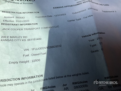 2012 Freightliner Cascadia 125 6x4 Cab & Chassis
