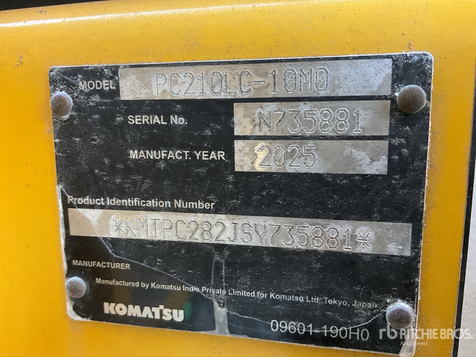 2025 Komatsu PC210LC-10M0 Tracked Excavator (Unused)