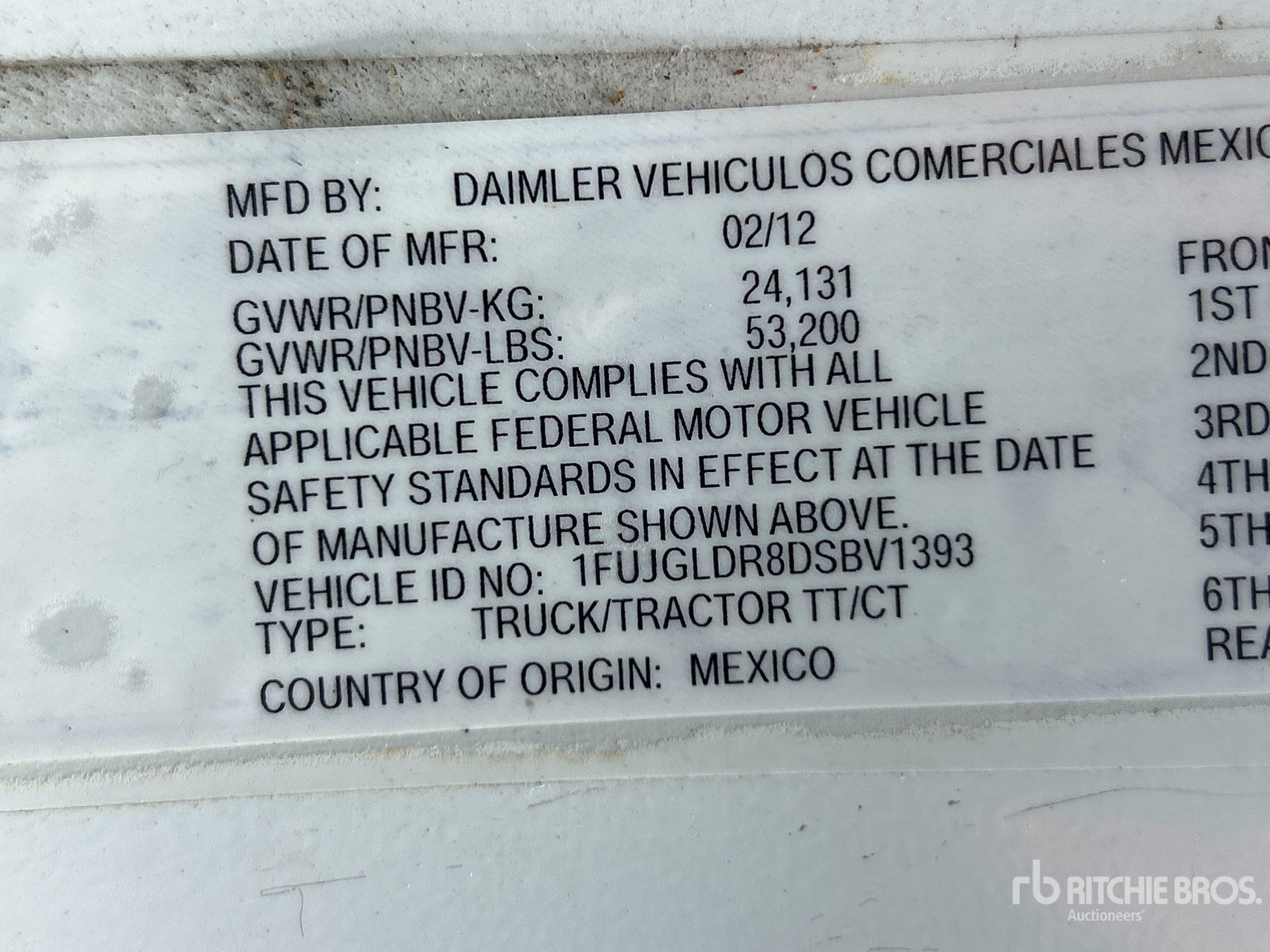 2013 Freightliner Cascadia 125 6x4 T/A Sleeper Truck Tractor (Inoperable)
