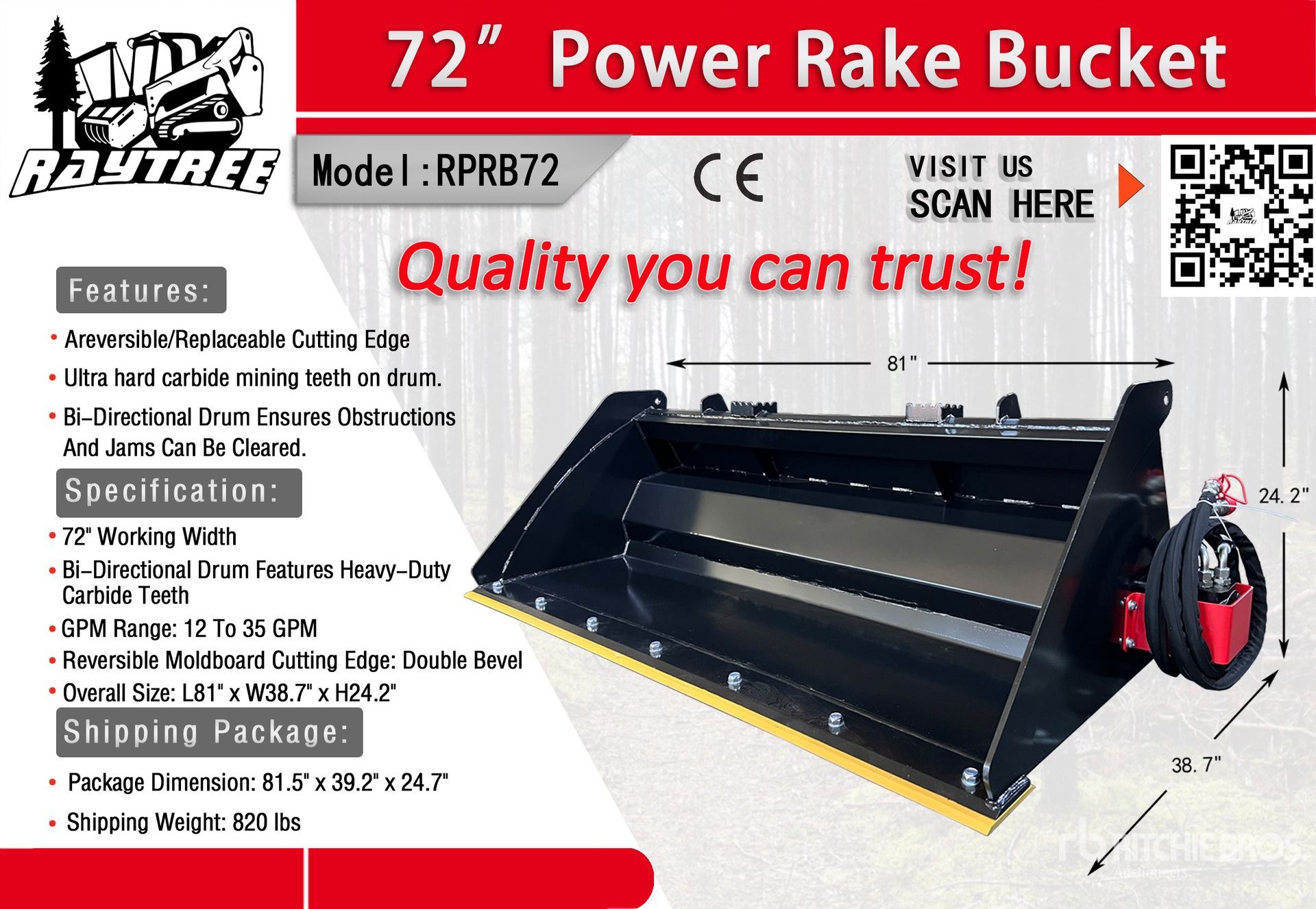2025 Raytree RMHB72 72 in Godet pour Skid Steer (Unused)