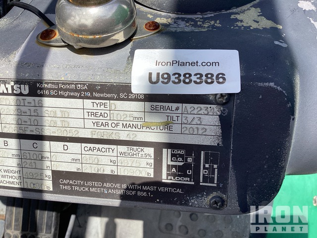 MONTACARGAS 2012 KOMATSU FG30T16