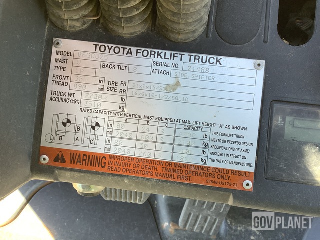 MONTACARGAS TOYOTA 8FGCU25