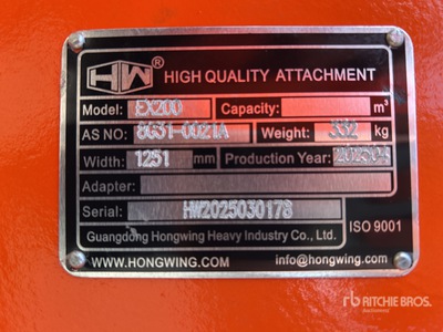 2025 Hongwing Excavator Ripper - Fits EX200 (Unused)