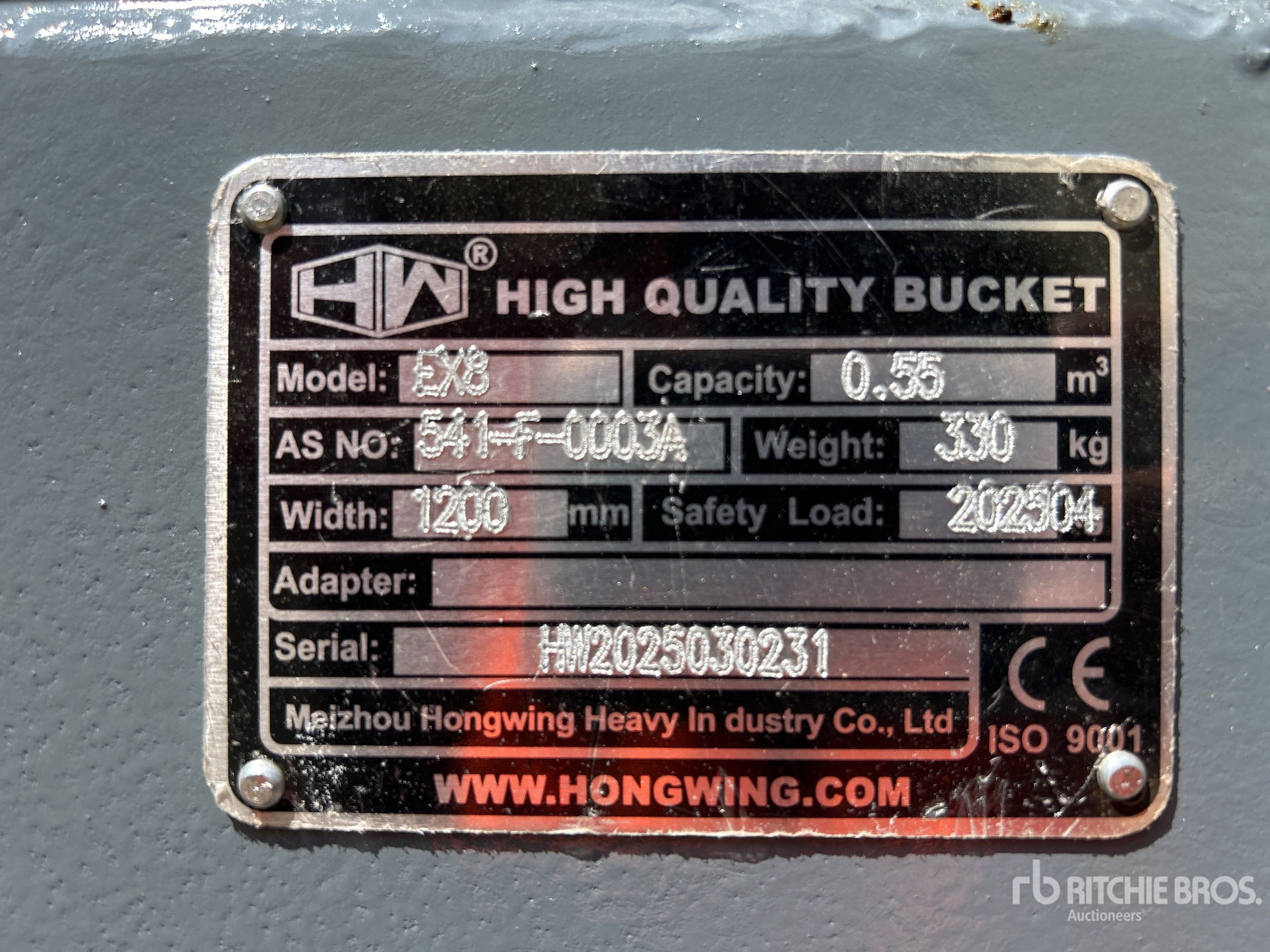 2025 Hongwing Excavator Bucket - Fits EX8 (Unused)