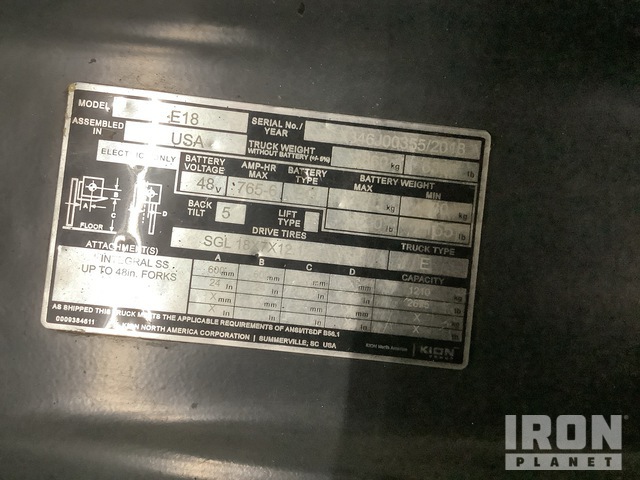 MONTACARGAS ELéCTRICO 2018 LINDE E18