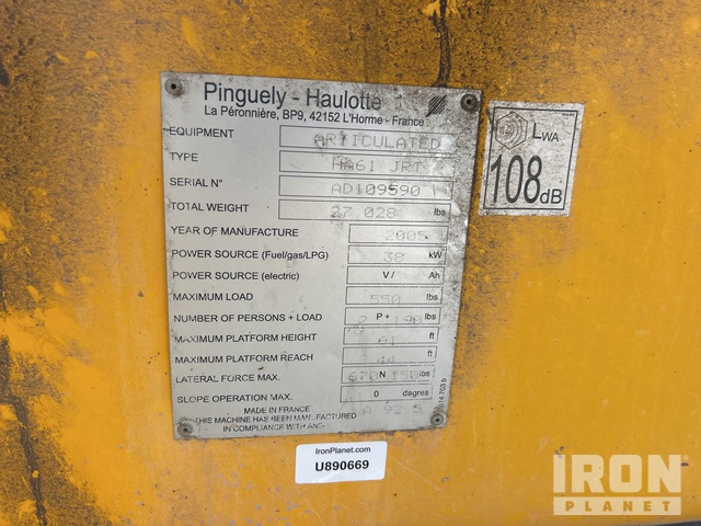 ELEVADOR ARTICULADO 2005 HAULOTTE 4WD HA61JRT