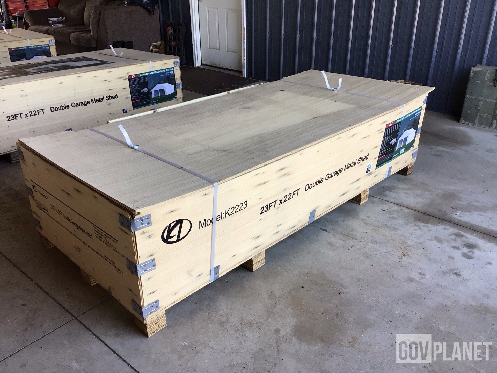 Surplus KJ K2223 Double Garage Metal Shed - Unused in Capac