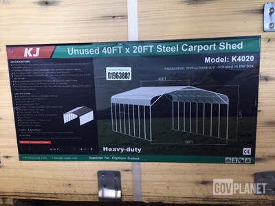 KJ K4020 Steel Carport Shed - Unused