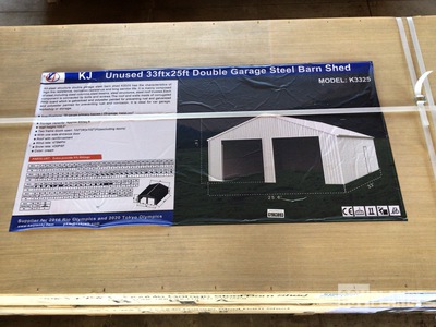 KJ K3325 Double Garage Steel Barn Shed - Unused