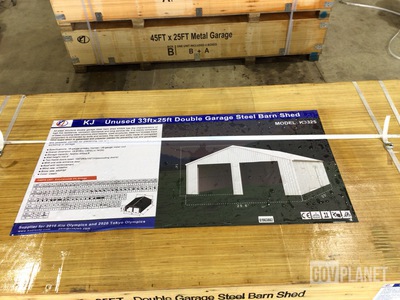 KJ K3325 Double Garage Steel Barn Shed - Unused