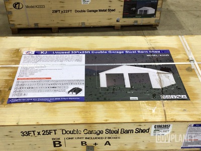 KJ K3325 Double Garage Steel Barn Shed - Unused