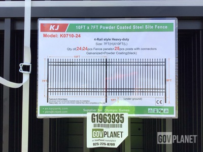 (24) Pieces of KJ Powder Coated Steel Fence w/(25) Post Connectors - Unused