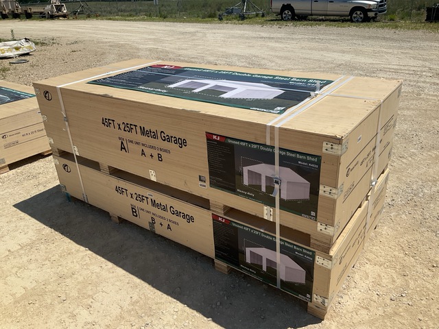 KJ K4525 Double Garage Steel Barn Shed - Unused