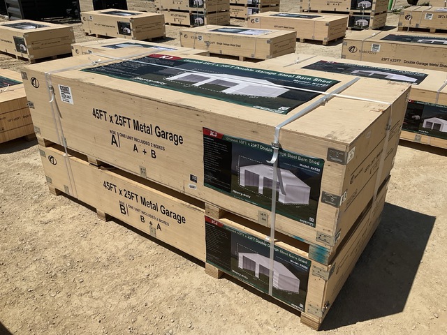 KJ K4525 Double Garage Steel Barn Shed - Unused