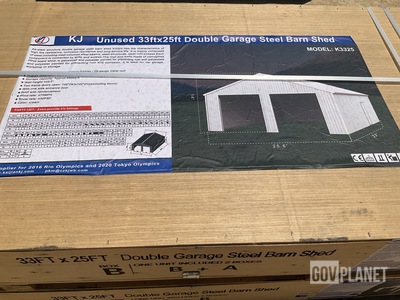 KJ K3325 Double Garage Steel Barn Shed - Unused