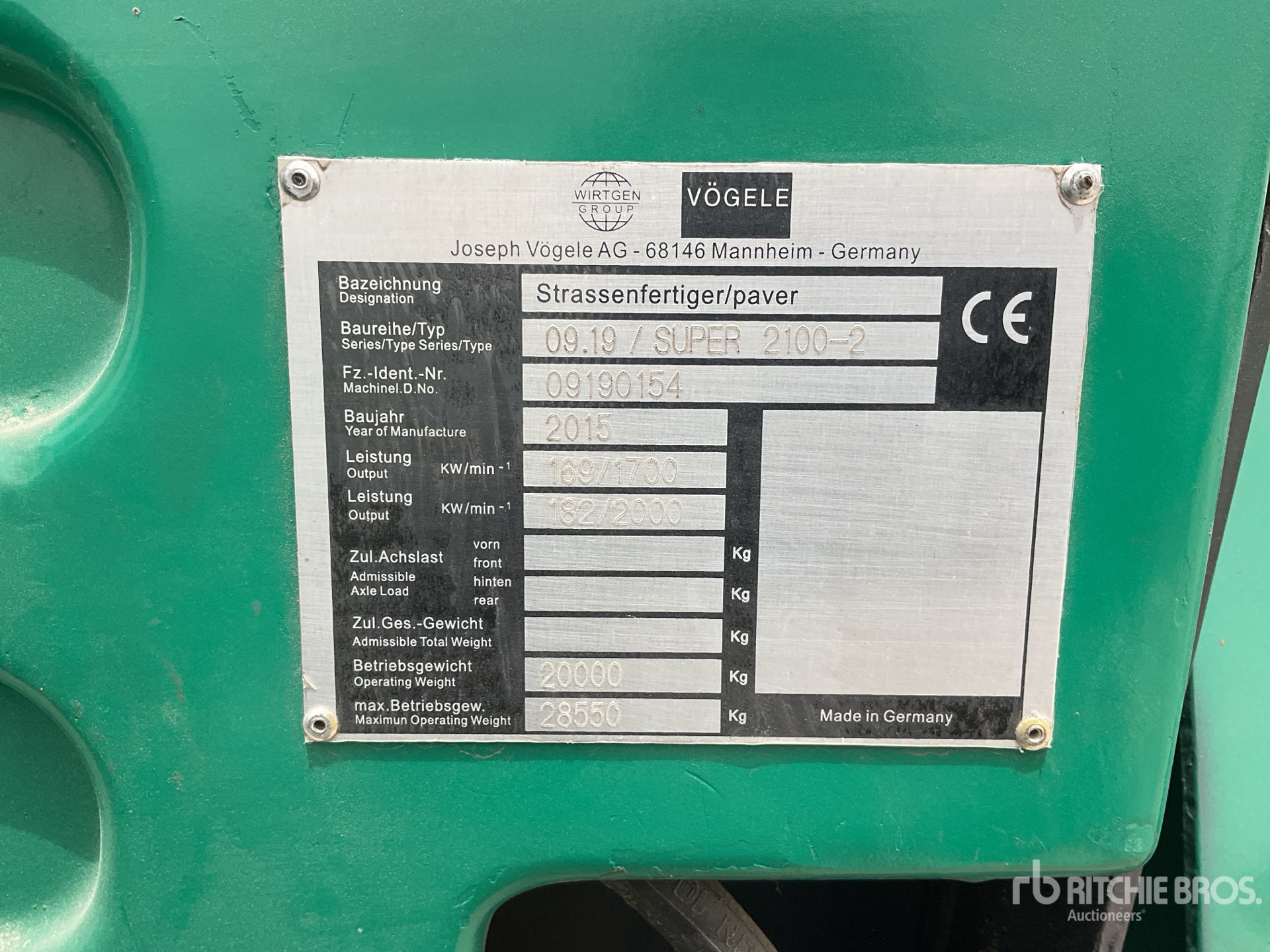 2015 Vogele SUPER S2100-2 Asphalt Paver