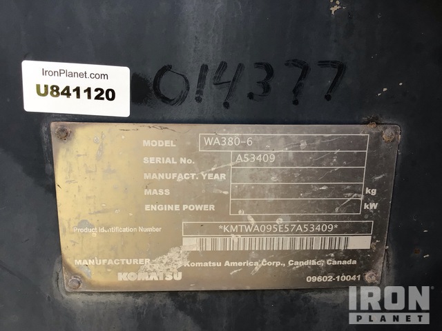 CARGADOR FRONTAL 2008 KOMATSU WA3806