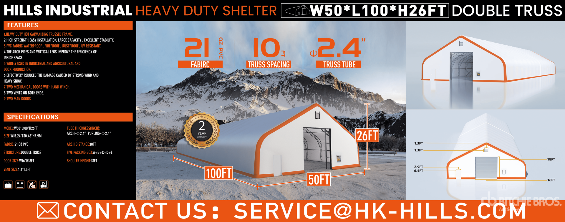 2025 HIlls Industrial 1005026 50 ft x 100 ft x 26 ft Storage Building (Unused)