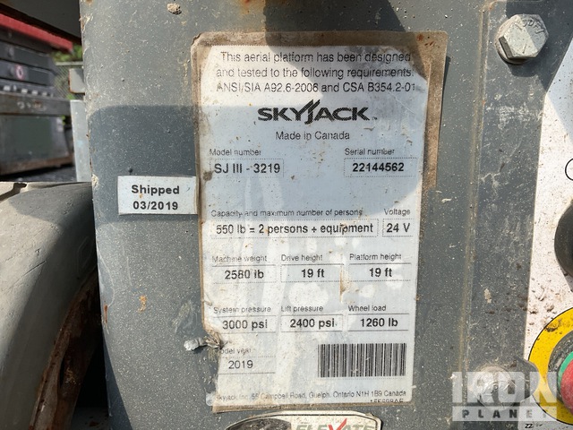 ELEVADOR TIJERA 2019 SKYJACK SJIII3219