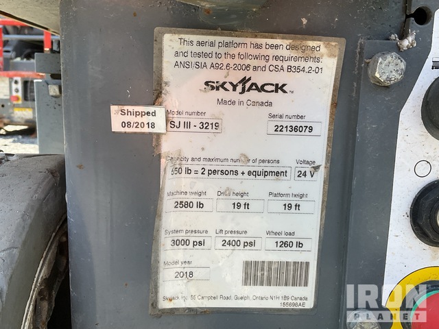 ELEVADOR TIJERA 2018 SKYJACK SJIII3219