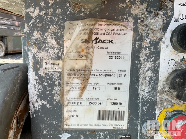 ELEVADOR TIJERA 2018 SKYJACK SJIII3219