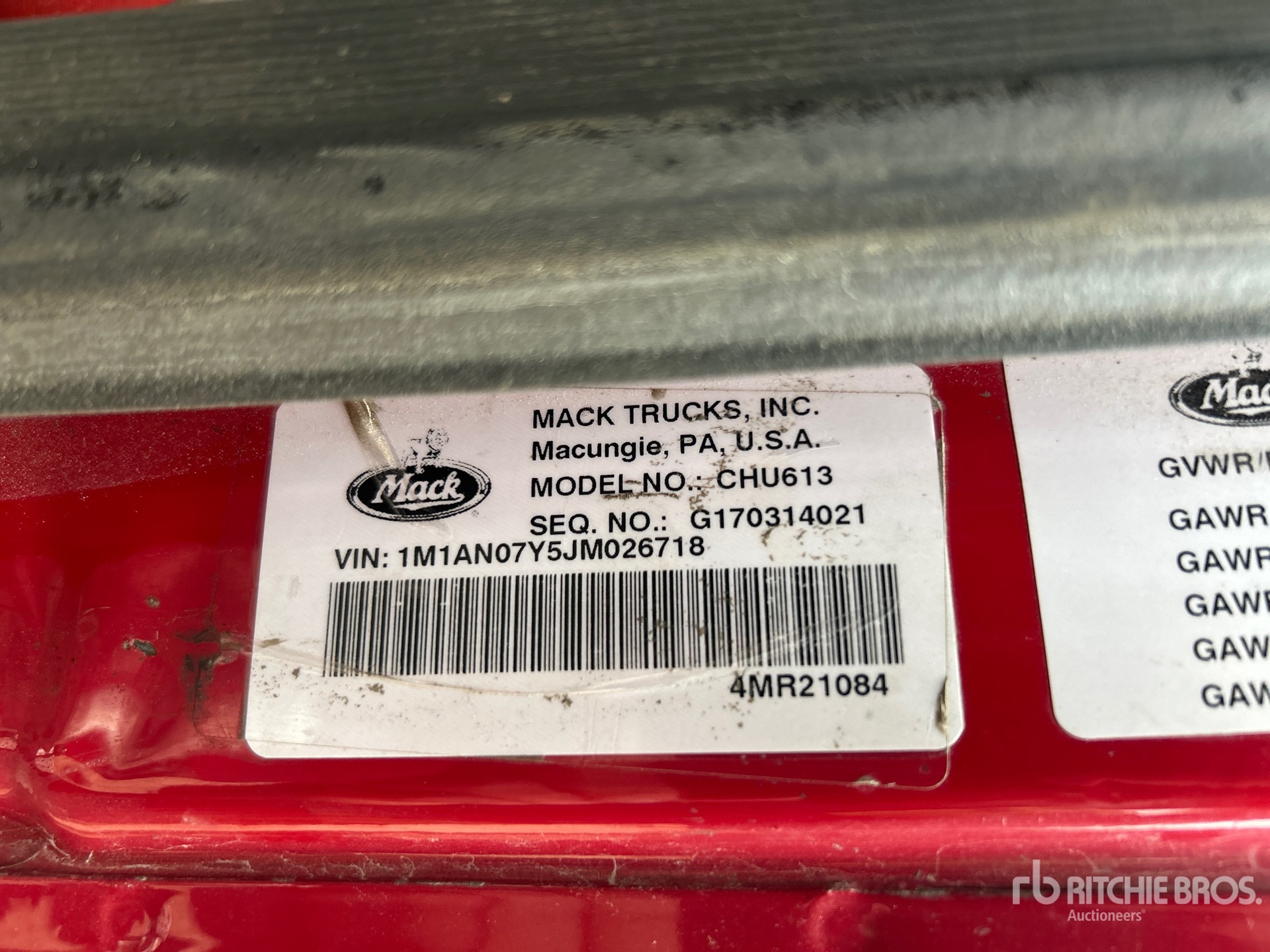 2018 Mack CHU613 8x4 Tri/A Day Cab Truck Tractor
