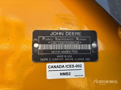 2018 John Deere 770G Motor Grader