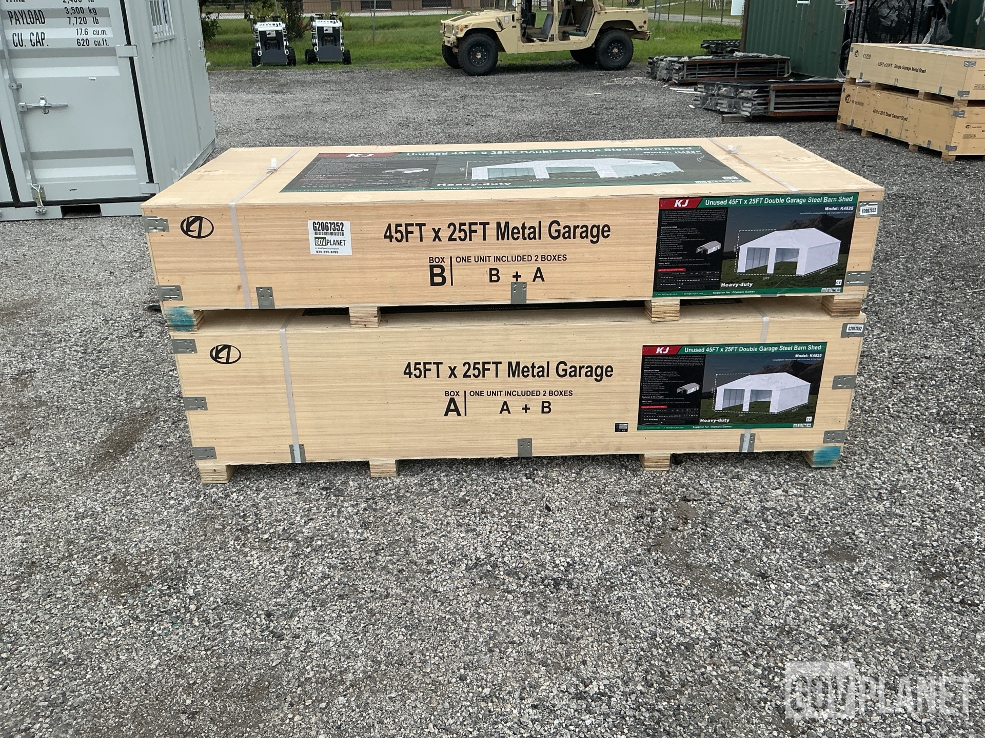 Surplus KJ K4525 Double Garage Steel Barn Shed - Unused in