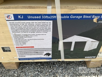 KJ K3325 Double Garage Steel Barn Shed - Unused