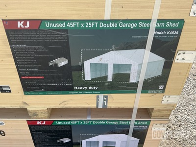KJ K4525 Double Garage Steel Barn Shed - Unused