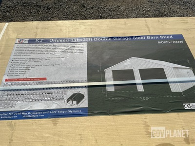 KJ K3325 Double Garage Steel Barn Shed - Unused