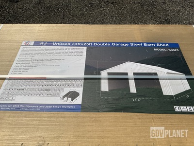 KJ K3325 Double Garage Steel Barn Shed - Unused