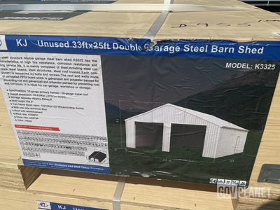 KJ K3325 Double Garage Steel Barn Shed - Unused