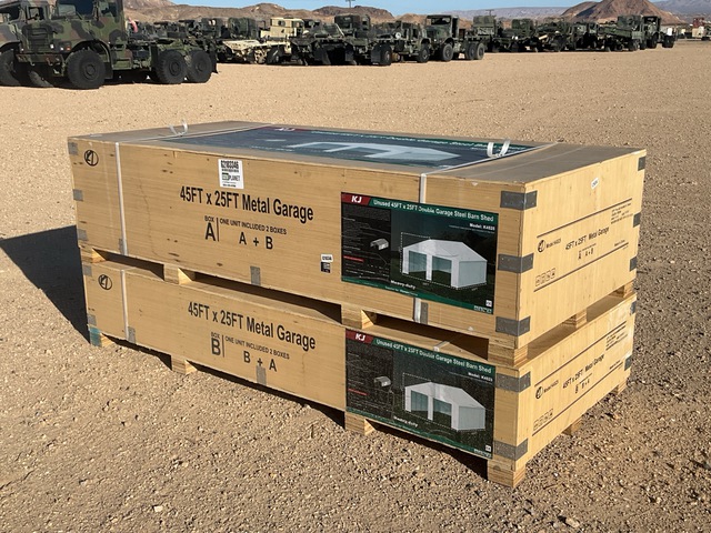 KJ K4525 Double Garage Steel Barn Shed - Unused