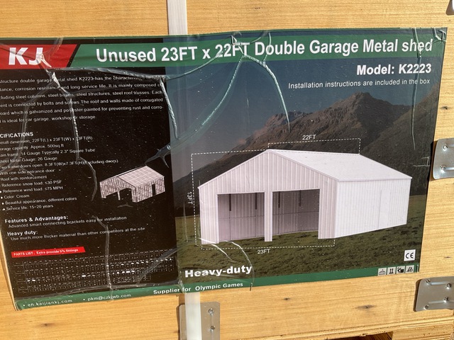 KJ K2223 Double Garage Metal Shed - Unused