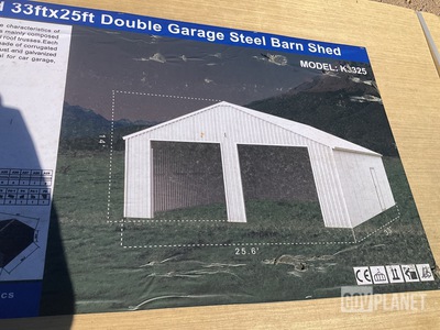 KJ K3325 Double Garage Steel Barn Shed - Unused