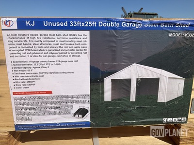 KJ K3325 Double Garage Steel Barn Shed - Unused