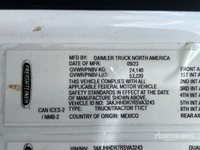2024 Freightliner Cascadia 126 6x4 T/A Sleeper Truck Tractor