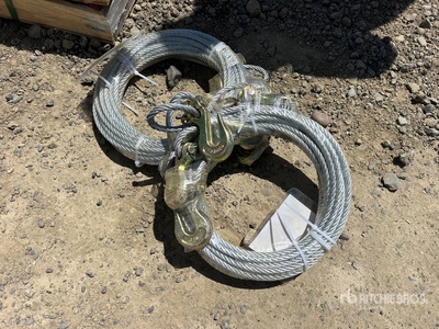 Quantity of (2) 3/8 in x 20 ft Galvanized Wire Rope with G70 Hooks Varios otros (Unused)