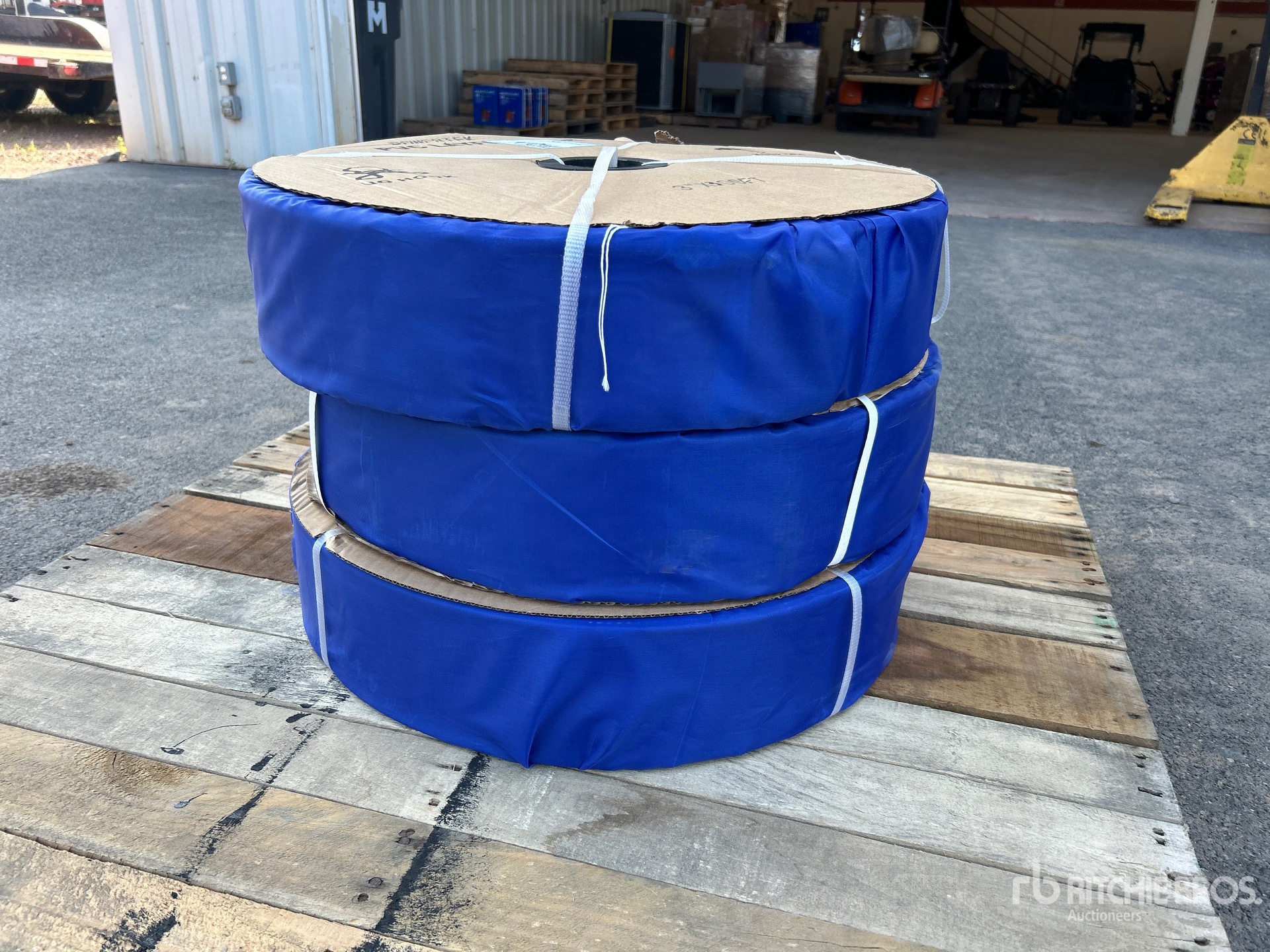 Quantity of (3) 2024 Powertek 3"-300FT PVC Layflat Discharge Water Hose (Unused)