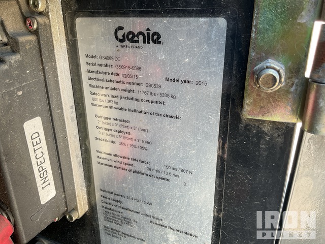 ELEVADOR TIJERA 2015 GENIE GS4069DC
