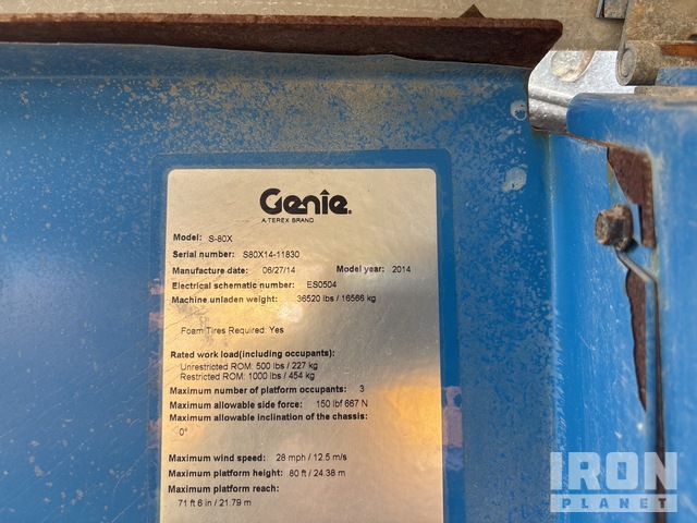 ELEVADOR TELESCóPICO 2014 GENIE 4WD S80X