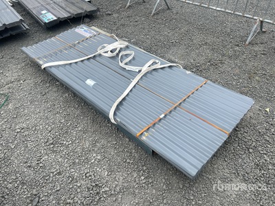 Quantity of (70) 8'L x 3'W Grey Metal Roof Panels (Unused)