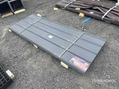 Quantity of (70) 8 ft x 3 ft Grey Metal Roof Panels (Unused)