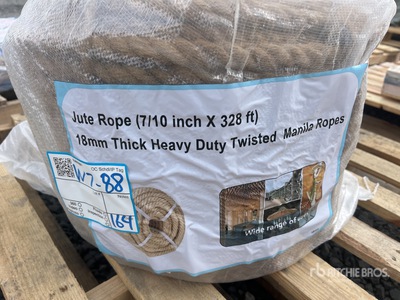 7/10 in x 328 ft Heavy Duty Twisted Manila Jute Rope (Unused)