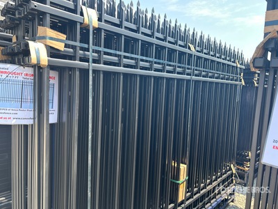 Quantity of (20) 7 ft x 10 ft Powder Coated Wrought Iron Fencing (Unused)