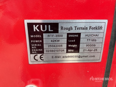 2025 KUL RTF-3500 3.5 ton 4x4 Rough Terrain Forklift (Unused)
