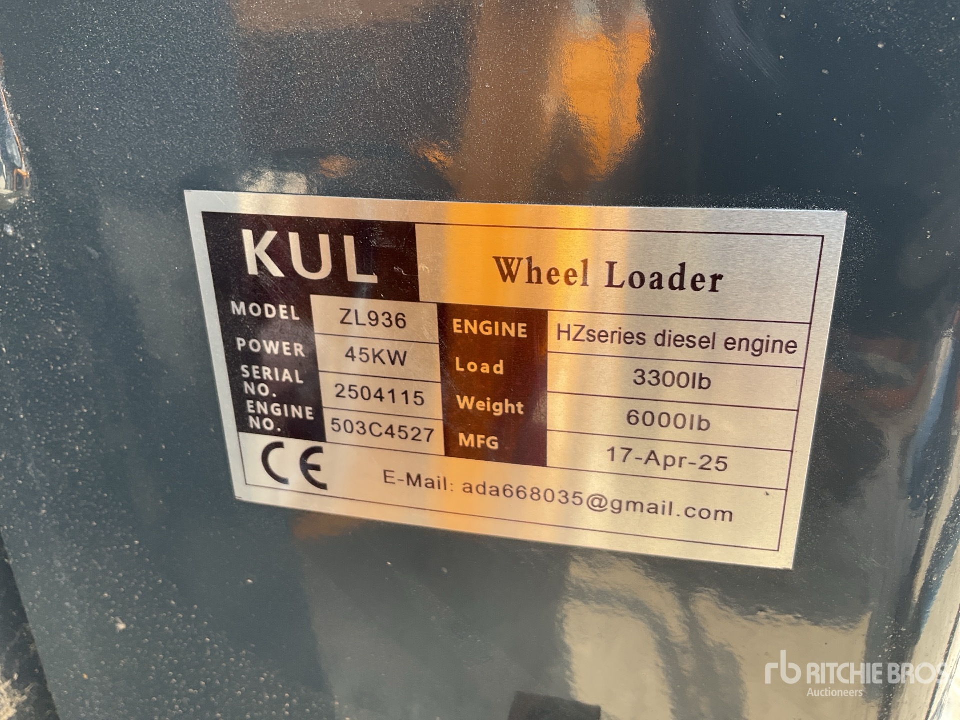 2025 KUL ZL936 Wheel Loader (Unused)