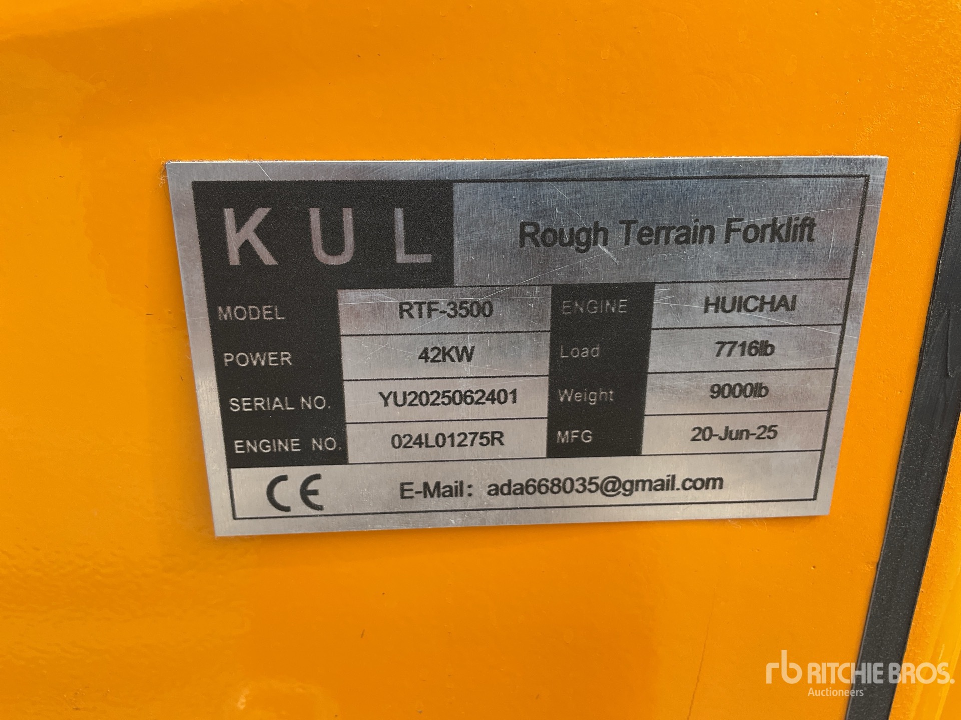 2025 KUL RTF-3500 3.5 ton 4x4 Rough Terrain Forklift (Unused)