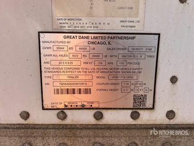 2016 Great Dane ECM-1113-12053 53 ft x 102 in T/A Remolque refrigerado